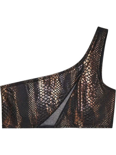Bluepoint Bikini Top με Έναν Ώμο Animal Print Μαύρο Καφέ 26066074-18