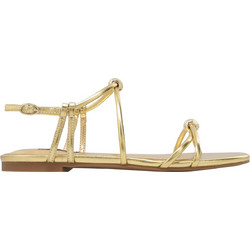 Nine West MARISS3 Δερμάτινα Γυναικεία Σανδάλια Χρυσά 71-710