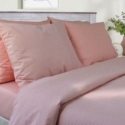 Homeline Σετ Σεντόνια Μονά Βαμβακερά 170x240 Nextoo Pink Stripe