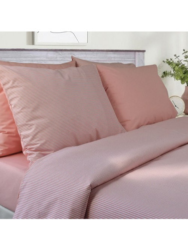 Homeline Σετ Σεντόνια Μονά Βαμβακερά 170x240 Nextoo Pink Stripe