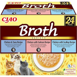 Inaba Ciao Adult Broth Variety with Chicken, Tuna, Salmon & Scallop 24x40gr