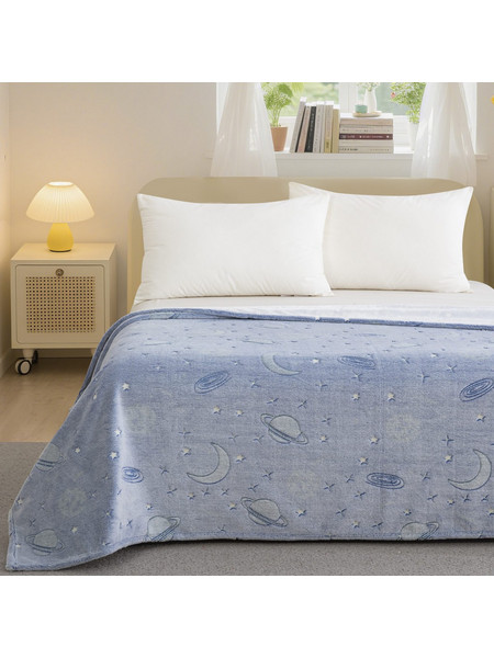 Cosmin Planets Παιδική Κουβέρτα Fleece Διάστημα Φωσφοριζέ 160x220 Γαλάζια 4000771
