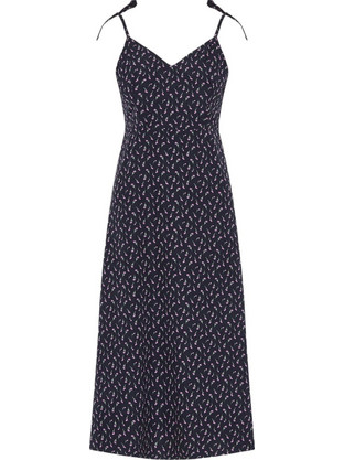 Funky Buddha Midi Καλοκαιρινό Καθημερινό Φόρεμα Floral Navy Μπλε FBL013-106-13