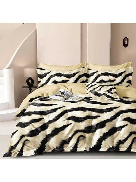 Beauty Home Σετ Σεντόνια Υπέρδιπλα Βαμβακοσατέν με Λάστιχο 165x200+30 Memories Art 12695 Μπεζ