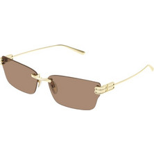 Balenciaga BB0487S 004 Ανδρικά Γυαλιά Ηλίου Τετράγωνα Μεταλλικά Χρυσά με Καφέ Φακό