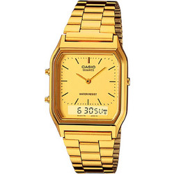 Casio Ανδρικό Ρολόι Χρονογράφος με Χρυσό Μεταλλικό Μπρασελέ AQ-230GA-9B