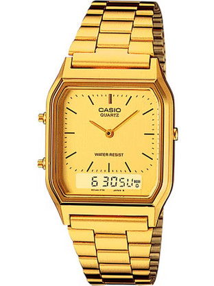 Casio Ανδρικό Ρολόι Χρονογράφος με Χρυσό Μεταλλικό Μπρασελέ AQ-230GA-9B