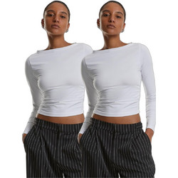 Urban Classics Γυναικείο Χειμερινό Crop Top Βαμβακερό Λευκό 2Pack TB7088A-03168