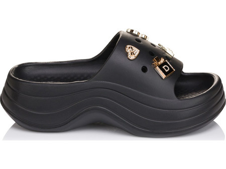 Cubanitas Γυναικείες Παντόφλες Καλοκαιρινές Flatforms Μαύρες SD09029