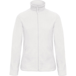 B & C Γυναικεία Ζακέτα Fleece Μακριά με Φερμουάρ Λευκή FWI51-200