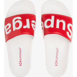 Superga Γυναικείες Παντόφλες Καλοκαιρινές Αντιολισθητικές Κολυμβητηρίου Λευκές Κόκκινες S111I3W-A06