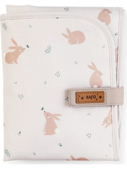 Saro Cotton Bunnies Φορητή Αλλαξιέρα Μωρού Υφασμάτινη 64x33.5cm Ροζ Χρυσή