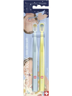 Curaprox Edition Lisa Congdon Ultra Soft Παιδικές Οδοντόβουρτσες 2τμχ Γκρι Κίτρινη