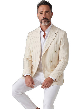Ben Tailor Καλοκαιρινό Ανδρικό Σακάκι Σπορ Σταυρωτό Υφασμάτινο με Κανονική Εφαρμογή Μπεζ BENT.1808