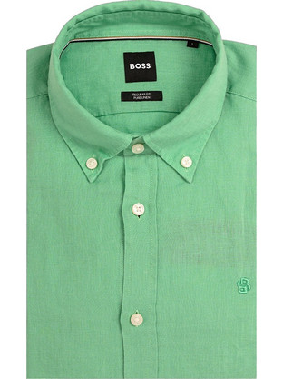 Hugo Boss Ανδρικό Πουκάμισο Βαμβακερό Μακρυμάνικο Κανονική Γραμμή Πράσινο 50556077-365