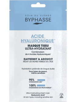 Byphasse Hyaluronic Acid Ultra-Moisturizing Μάσκα Προσώπου για Αντιγήρανση & Ενυδάτωση με Υαλουρονικό 18ml