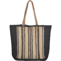 Ble Resort Collection Ψάθινη Τσάντα Θαλάσσης Ώμου Μαύρη 44x35cm 5-42-191-0084