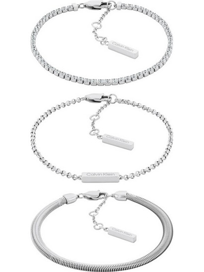 Calvin Klein Σετ Γυναικεία Βραχιόλια Αλυσίδες από Ατσάλι Ασημί 35000796 3τμχ