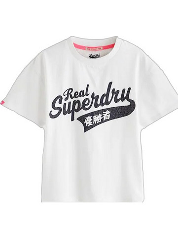 Superdry Παιδικό T-Shirt Κοντομάνικο Λευκό Μαύρο CI8431697