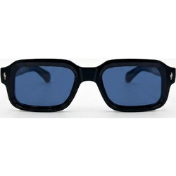 Enzo SZ8302 C2 Ανδρικά Γυαλιά Ηλίου Τετράγωνα Κοκάλινα Μαύρα με Μπλε Φακό