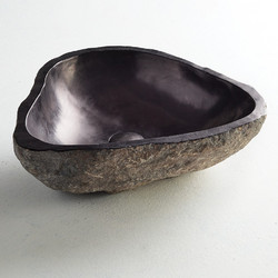 Fossil Riverstone Επικαθήμενος Νιπτήρας Μπάνιου Στρογγυλός Πέτρινος 50x15cm Μαύρος 518-RV50