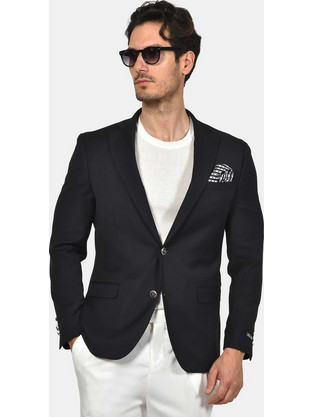 Berto Lucci Ανδρικό Blazer Υφασμάτινο με Στενή Εφαρμογή Μαύρο 03261-90848-5002