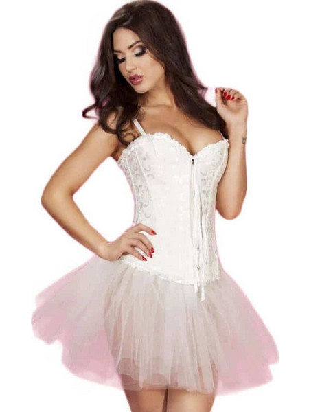 Chilirose Sexy Κορσές με Δαντέλα Λευκός 3155