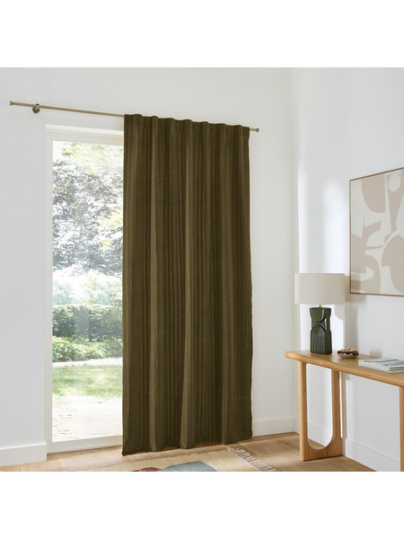 La Redoute Κουρτίνα Παραθύρου Βελουτέ με Θηλιές 140x250 Milo 351438307 Χακί