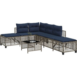 vidaXL Σετ Σαλόνι Κήπου Rattan 3τμχ Ανθρακί Μπλε 365450