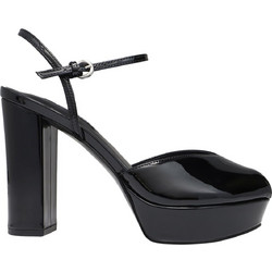 Nine West KALISSA3 Γυναικεία Πέδιλα Λουστρίνι Μαύρα με Χοντρό Ψηλό Τακούνι και Φιάπα 01-01
