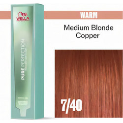 Wella Pure Perfection 7/40 Ξανθό Χάλκινο Φυσικό Μόνιμη Βαφή Μαλλιών Xωρίς Αμμωνία 60ml