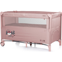 Chipolino Relax Tiger Παρκοκρέβατο με Στρώμα & Δίχτυ Powder Pink
