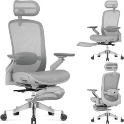 Mark Adler Leadpro 8.7 Καρέκλα Διευθυντική με Προσκέφαλο Στήριξη Μέσης Ανάκλιση και Ρυθμιζόμενα Μπράτσα Γκρι