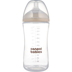 Canpol Babies Natural Μπιμπερό με Θηλή Σιλικόνης κατά των Κολικών 6+ Μηνών Transparent Beige 330ml