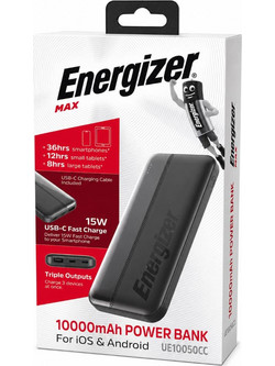 Energizer UE10050CC Power Bank 10000mAh 15W με Θύρα USB-A & 2 Θύρες USB-C Black
