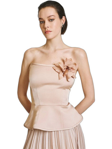 Access Γυναικείο Καλοκαιρινό Crop Top Μπεζ 63-2042