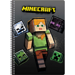 Graffiti Minecraft Σπιράλ Τετράδιο Ριγέ B5 60 Φύλλων 2 Θεμάτων Μαύρο 26802