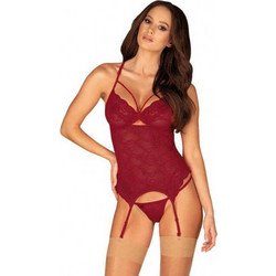 Obsessive Ivetta Sexy Κορσές με Δαντέλα & Ζαρτιέρες Μπορντό 5901688229354