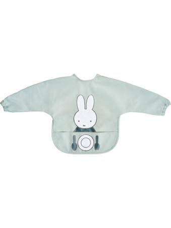 Miffy Αδιάβροχη Σαλιάρα Ποδιά με Αυτοκόλλητο Τσέπη & Μανίκια 6m+ Πράσινο Mint