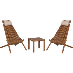 HomeMarkt Shigan Σετ Τραπεζαρία Κήπου Μασίφ Ξύλο 3τμχ Καφέ HM10993