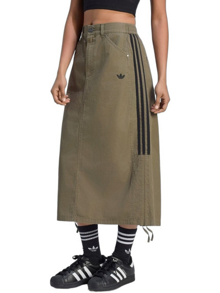 Adidas Μίντι Φούστα Υφασμάτινη Ψηλόμεση Χακί LE8297