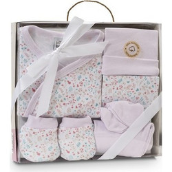 Interbaby Σετ Ρούχων για Νεογέννητο Κορίτσι Petalos Flores Ροζ 5τμχ