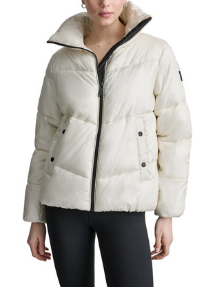 DKNY Γυναικείο Μπουφάν Χειμωνιάτικο Puffer Μακρύ Εκρού DP6J9623-I2I