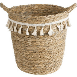 Globostar Santorini Κασπώ Καλάθι Δαπέδου Μπεζ Λευκό 26x28cm 20573