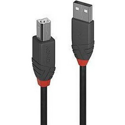 Lindy 36677 Καλώδιο USB-A Male 2.0 to USB-B Male 10m Anthracite