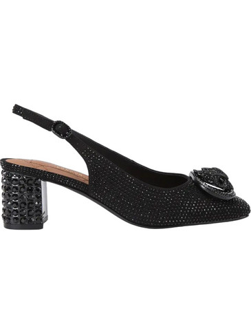Kurt Geiger Γόβες Slingback με Χοντρό Χαμηλό Τακούνι & Στρας Μαύρες 6008000609-00
