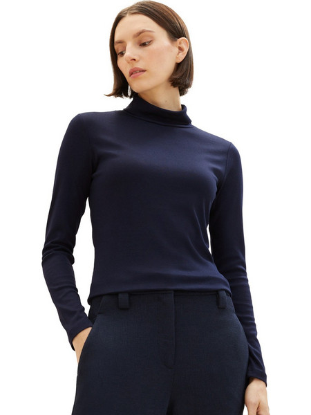 Tom Tailor Γυναικείο Χειμερινό Top Βαμβακερό Navy Μπλε 1038157-10668