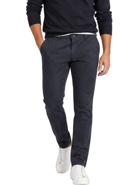 Fynch Hatton Textured Ανδρικό Παντελόνι Chino Ελαστικό Κανονική Εφαρμογή Navy Μπλε 16102810-688