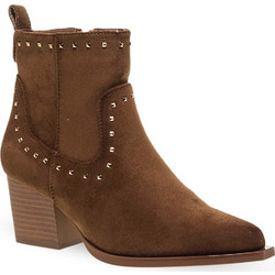 Xti Γυναικεία Μποτάκια Cowgirl Suede Καφέ με Χοντρό Χαμηλό Τακούνι 146479