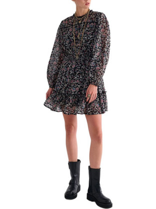 Attrattivo Mini Βραδινό Φόρεμα Floral Μαύρο 9924320